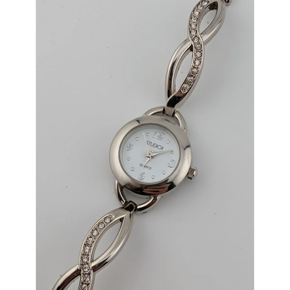 Studio Time Womens Watch 22mm Case Rhinestones Silver 6